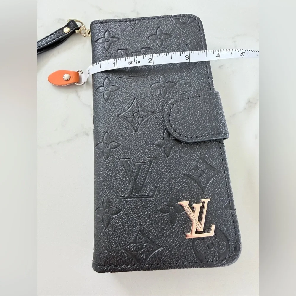 New IPhone 15 Pro Max Black Monogram Wallet Phone Case - Picture 6 of 6